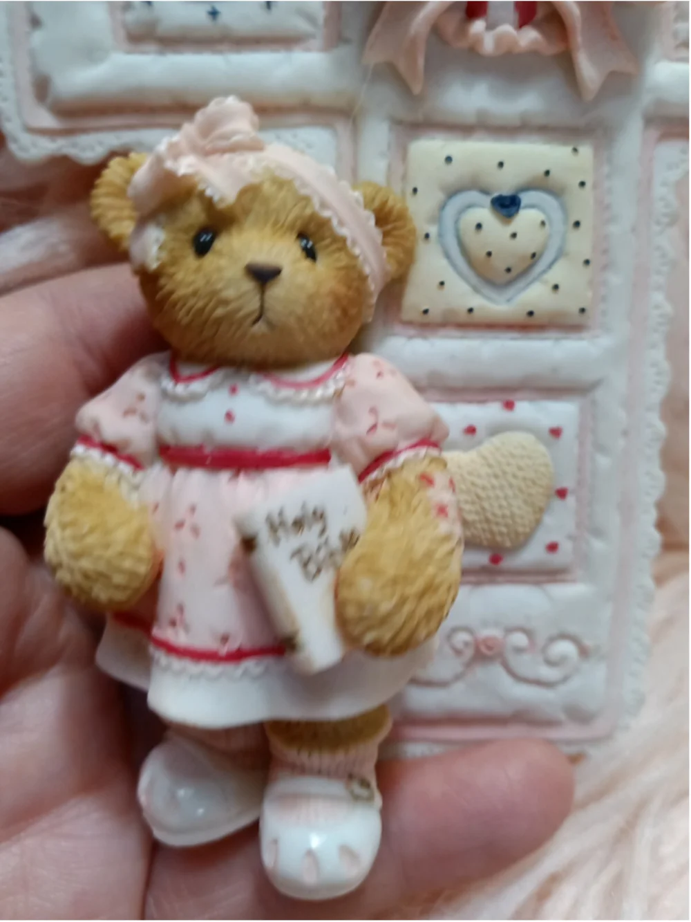 Cherished Teddies Girl's First Communion Cross Holy Bible Hanging Figurine 2003